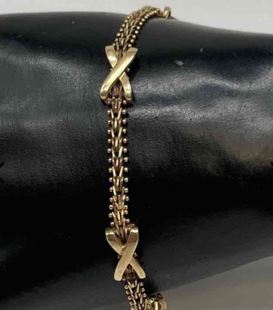 Vintage 14k yellow gold X-link bracelet