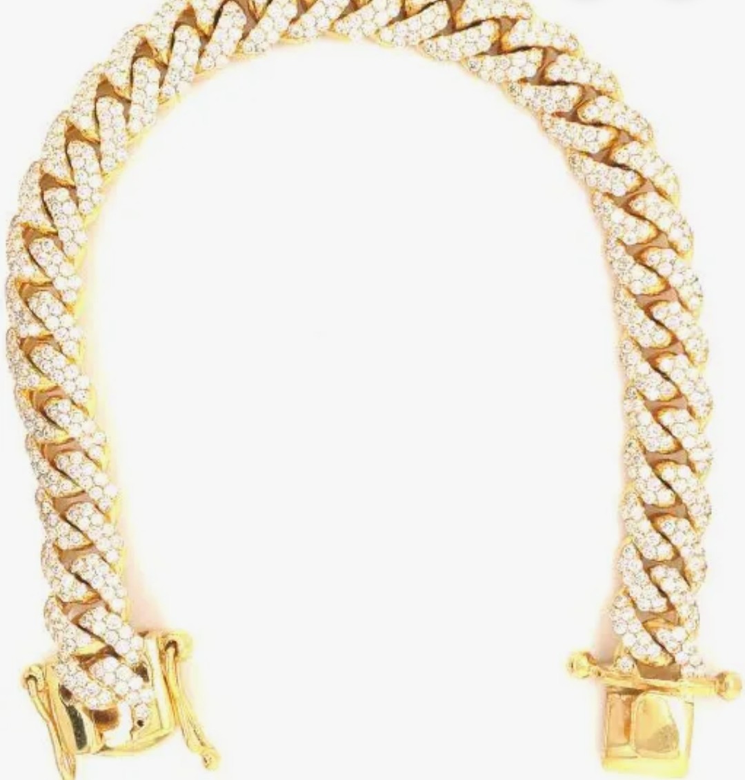 Iced-out gold Cuban link bracelet